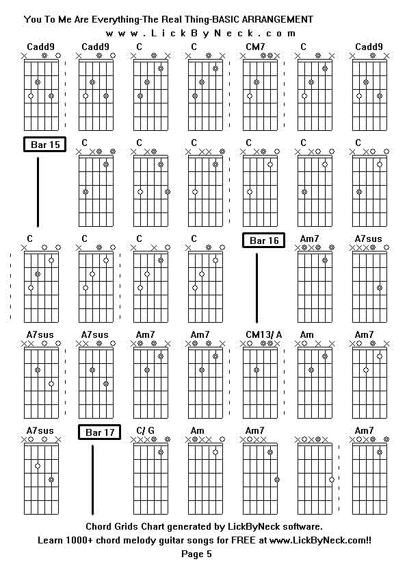 Chord Grids Chart of chord melody fingerstyle guitar song-You To Me Are Everything-The Real Thing-BASIC ARRANGEMENT,generated by LickByNeck software.